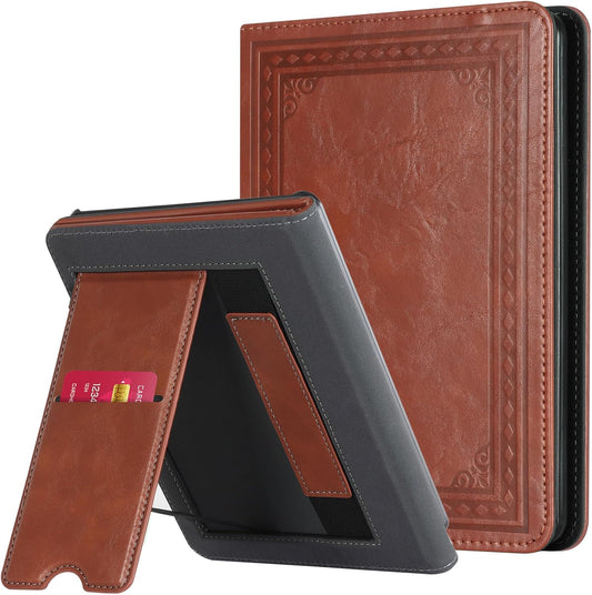 Case with Stand for Kindle Paperwhite 12Th Gen 2024 Released (7") & Kindle Colorsoft Signature Edition - Durable PU Leather Cover with Auto Sleep Wake, Card Slot, Hand Strap Feature, Vintage