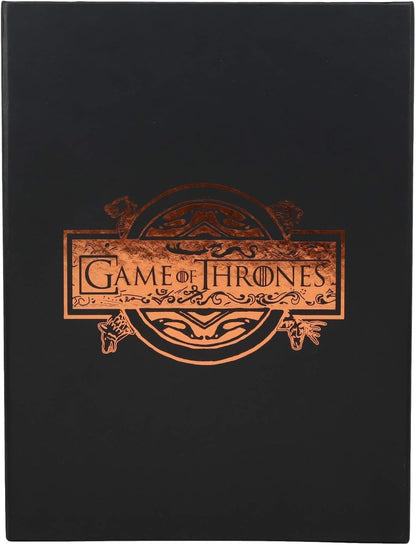 Ebros Game of Thrones House of Stark Direwolf Sigil Winter Is Coming Embossed Large Blank Page Journal with Metal Clasp 7"X10" Official GOT Book with Velvet Pouch and Gift Box Set