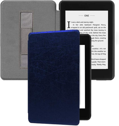 Slim Case for Kindle Paperwhite 2018 10Th Generation, Lightweight Magnetic Smart Cover with Auto Sleep/Wake for Amazon Kindle Paperwhite E-Reader 2018 Release with Hand Grip Strap, Navy Blue