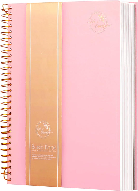 Hardcover Spiral Notebook,300 Pages College Ruled Notebooks,7” X 10”Large Spiral Journal,B5 Hard Cover Notebooks for Work Writing School,B5 Pink