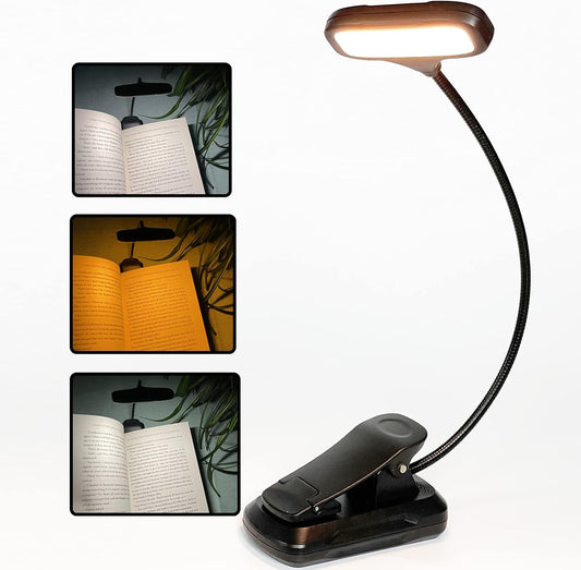 15 LED Rechargeable Reading Light for Books in Bed,Clip on Book Light for Reading in Bed,Eye-Caring Amber Light for Night Reading,Adjustable 9 Brightness 3 Color,Usb Type-C,Perfect for Bookworms,Kid