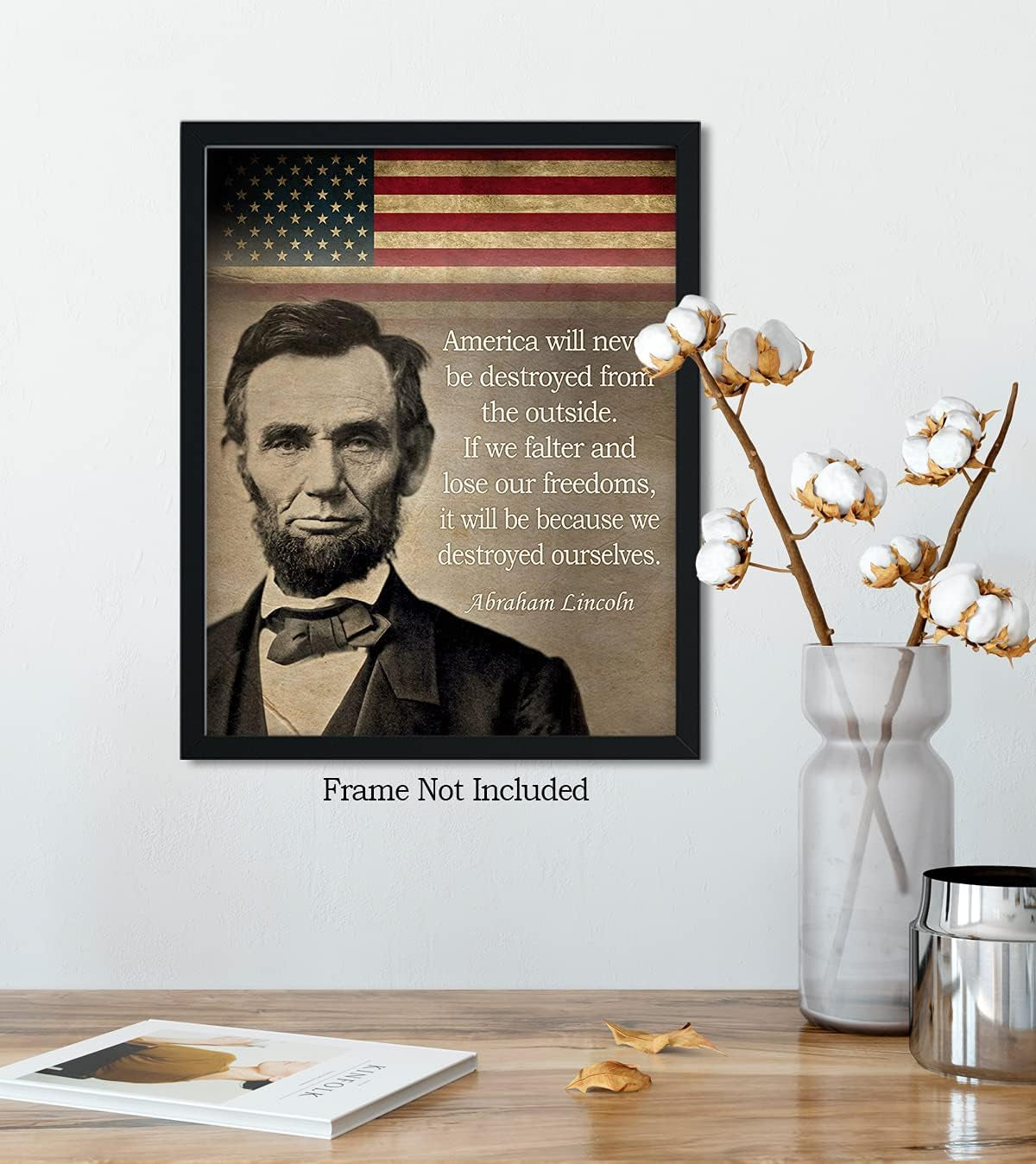 Abraham Lincoln Historic Quote Wall Art - Unframed American Patriotic Decor Printed on Photographic Paper