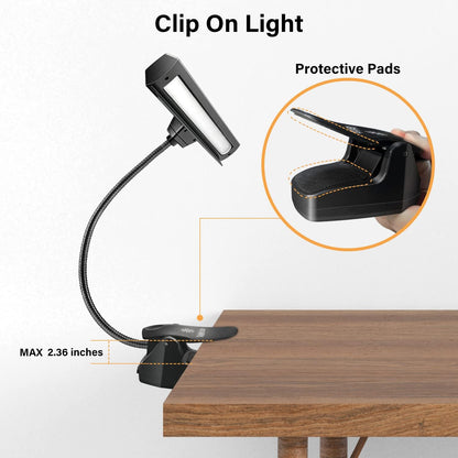 Rechargeable Music Stand Light - Musicians Piano Light Clip On, 9 Levels Dimmable, Portable, USB-C, Perfect for Piano, Orchestra, Podium, Easel