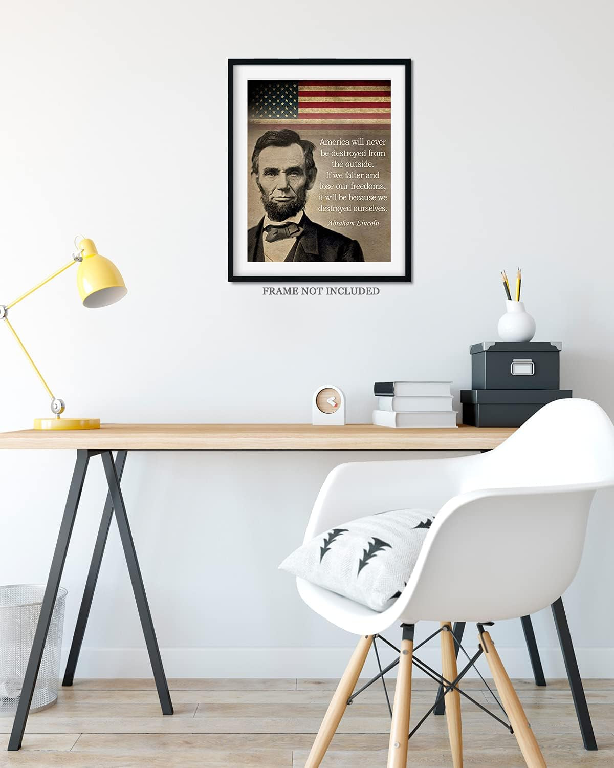 Abraham Lincoln Historic Quote Wall Art - Unframed American Patriotic Decor Printed on Photographic Paper