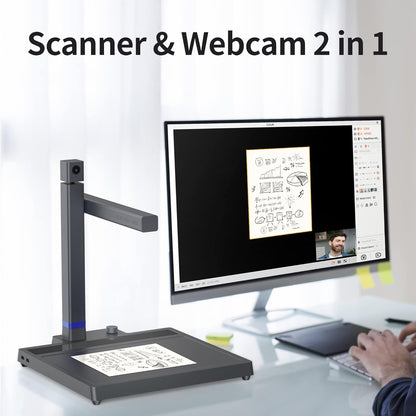 Shine Surface Pro Professional Document Scanner, 16MP Document Camera + 2MP Webcam+ Working Surface, A3 Book Scanner for Computer/Laptop, 180+ Languages OCR, Fast Scan 1S/Page, for Pc/Mac