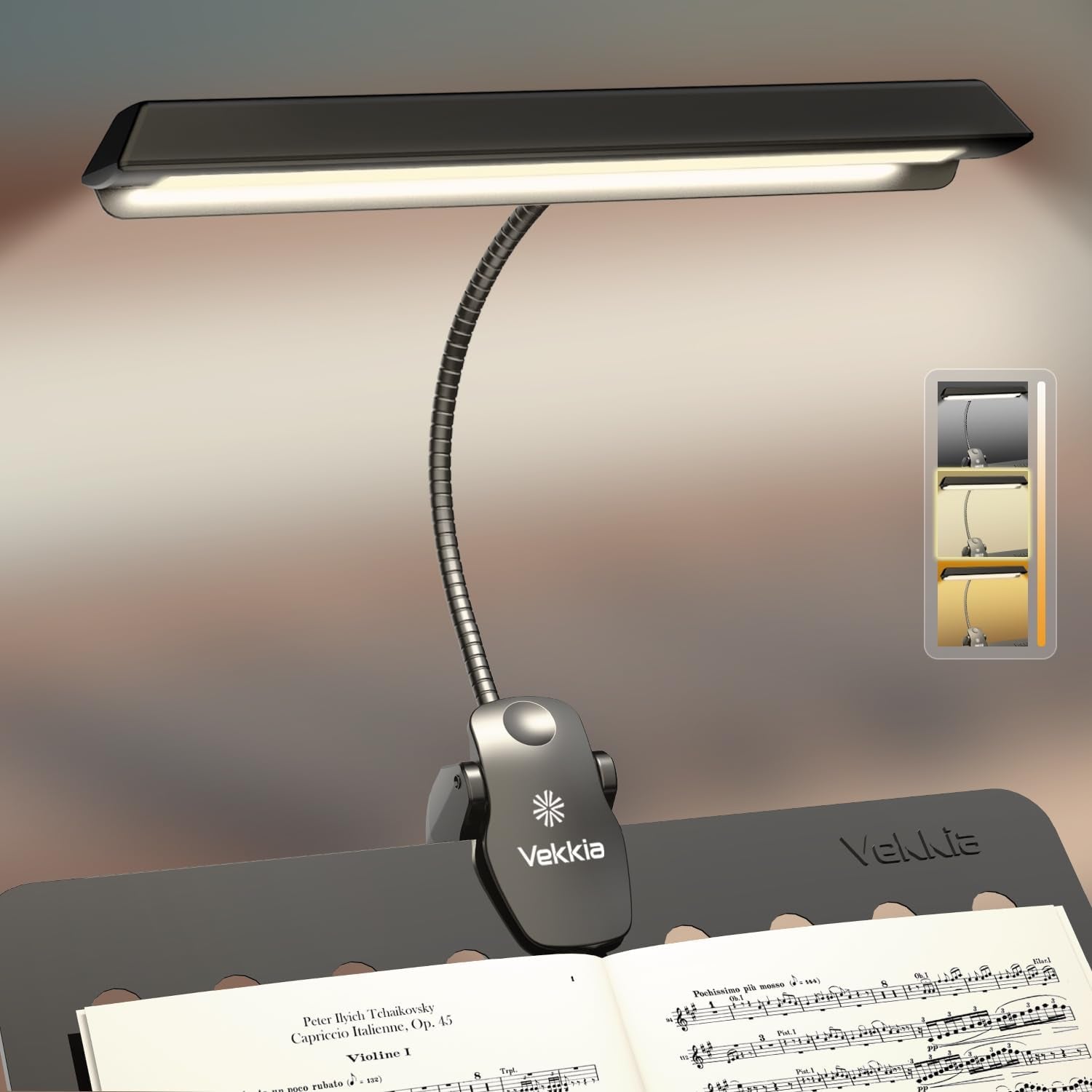 Rechargeable Music Stand Light - Musicians Piano Light Clip On, 9 Levels Dimmable, Portable, USB-C, Perfect for Piano, Orchestra, Podium, Easel